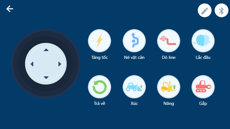 Màn hình điều khiển robot trên điện thoại