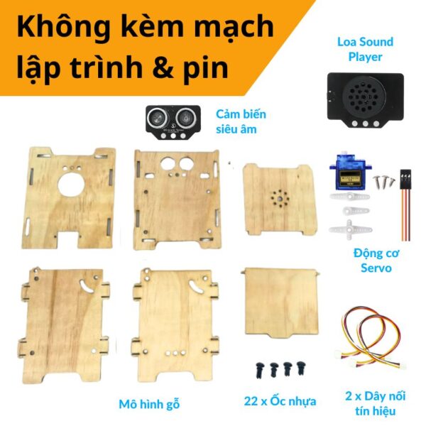 Thùng rác tự mở nắp - Dụng cụ STEM Tiểu học